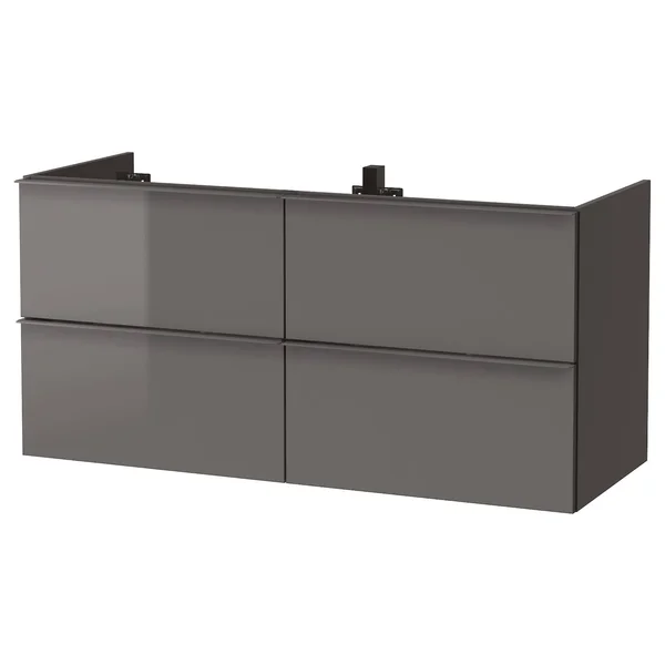 IKEA - GODMORGON Sink Cabinet with 4 Drawers, High Gloss Gray, 47 1/4x18 1/2x22 7/8 50344095