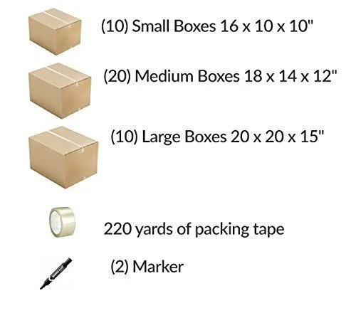 Uboxes 3 Room Economy Kit- 40 Moving Boxes Packing Supplies.