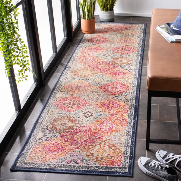 Safavieh Red/Aqua Montage Lyra Rug - 8x10 ft