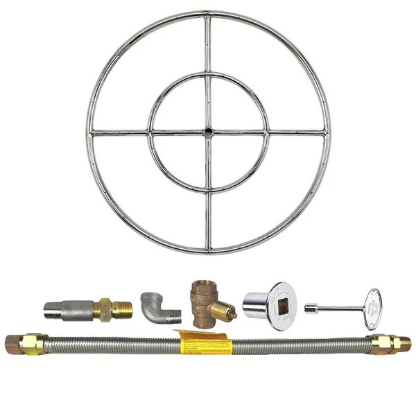 Spotix AFG Round Fire Pit Burner Kit, 24 inch, Match Light, Propane