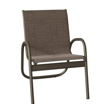 Gardenella Stacking Patio Dining Armchair Telescope Casual Frame Color: Textured Beachwood, Cushion Color: Navy 13D