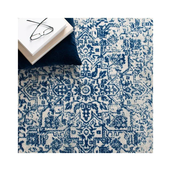 Safavieh Evoke Rug Collection EVK256N - Ivory - Navy - 9& x 12&