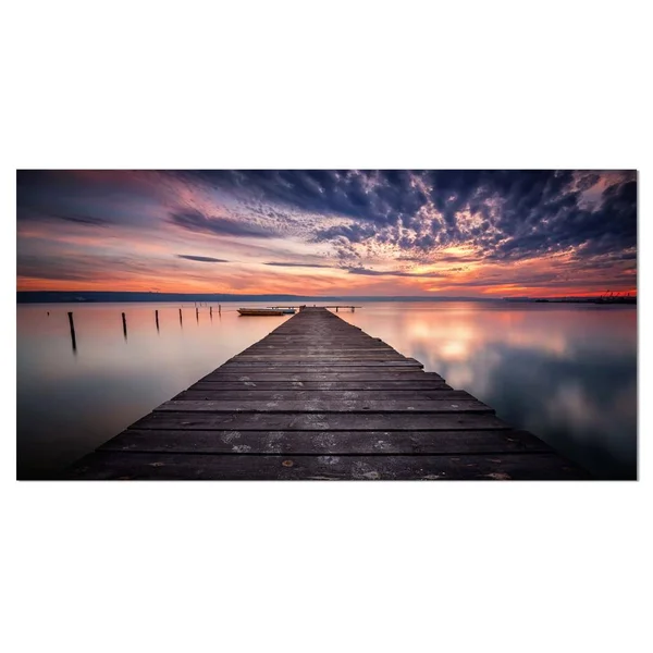 Designart PT8351-32-16 Colorful Sunset Over Lake Landscape Photo Canvas Print, 32x16x22