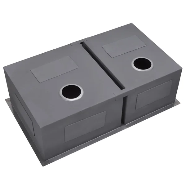 Water Creation SSSG-U-3320A Stainless Steel Satin 33x22 x 20x22 Zero Radius 60/40 Double Bowl Undermount Kitchen Sink Package