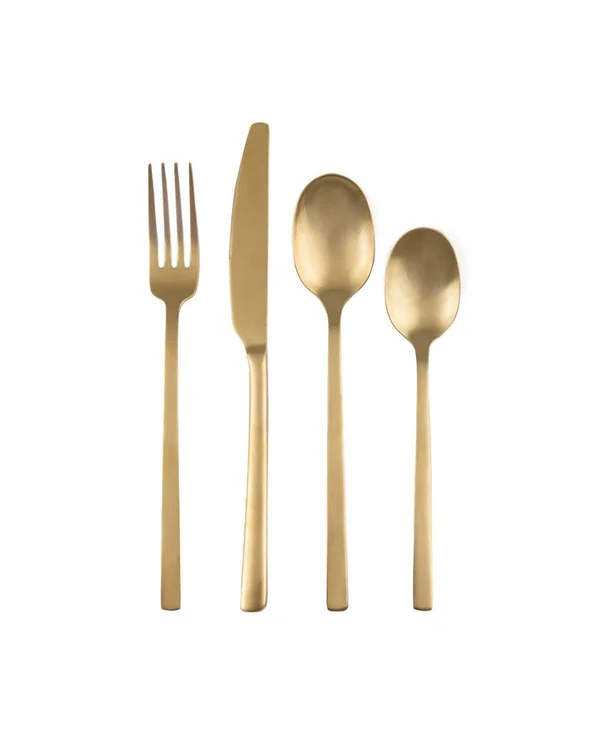 Cambridge Beacon Gold Satin 16-Piece Flatware Set - Service for 4 - Gold Satin