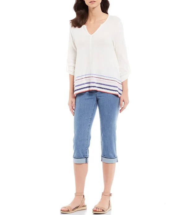 Nydj Marilyn Cuffed Crop Cool Embrace Denim Jeans - Womens, 4, Deleon