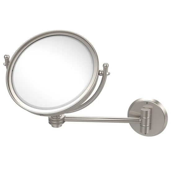 Allied Brass 8-in Wall Mounted Make-Up Mirror 3X Magnification - Satin Nickel