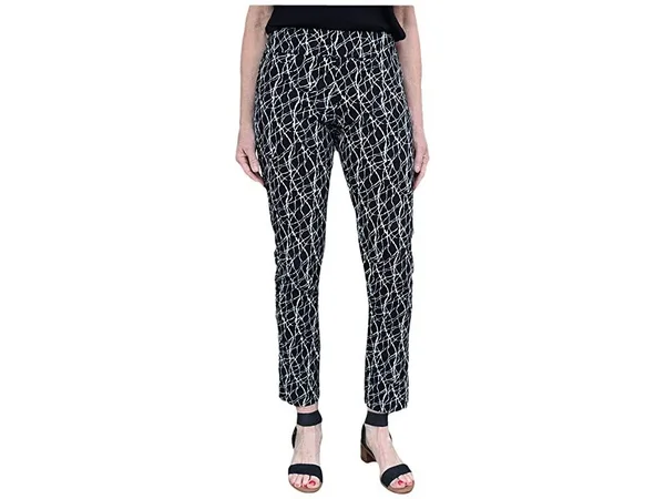 Krazy Larry Pull-On Ankle Pants Women's Dress Pants Black/Silver : 8 28
