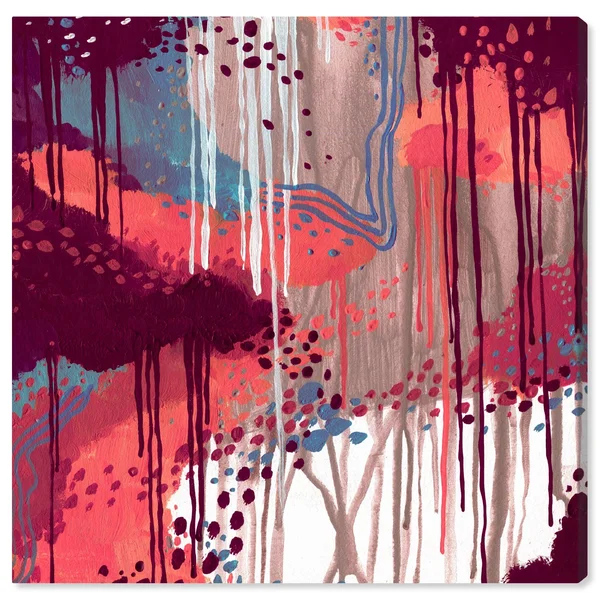 Oliver Gal 'Wine Wine Wine' Abstract Wall Art Canvas Print Paint - Pink - Blue - 12 x 12