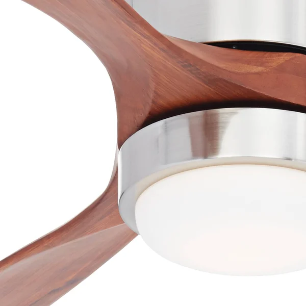52x22 Casa Vieja Modern Hugger Ceiling Fan with Light LED Remote Control Brushed Nickel Carved Wood for Living Room Kitchen Bedr