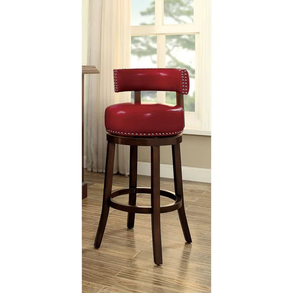 Furniture of America Shirley Red 29x22 Bar Stool Set of 2