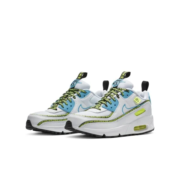 Nike Air Max 90 SE GS Worldwide White Blue Fury - Size 7 Kids