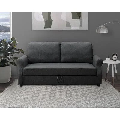 Rhinehart 72x22 Rolled Arm Sofa Three Posts Fabric: Charcoal