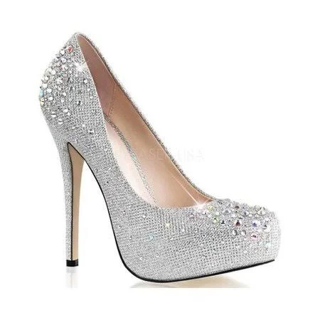 Fabulicious DEST06R_SGFA-7 1 in. Hidden Platform Pump Shoe - Silver, Size 7