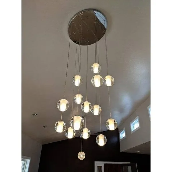 Orion 14 Light Floating Glass Globe LED Chandelier - Oil Rubbed Bronze