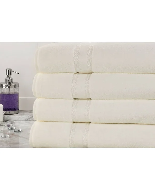 100% Cotton Zero Twist Oversized Set of 4 Bath Sheets - Glacier Grey