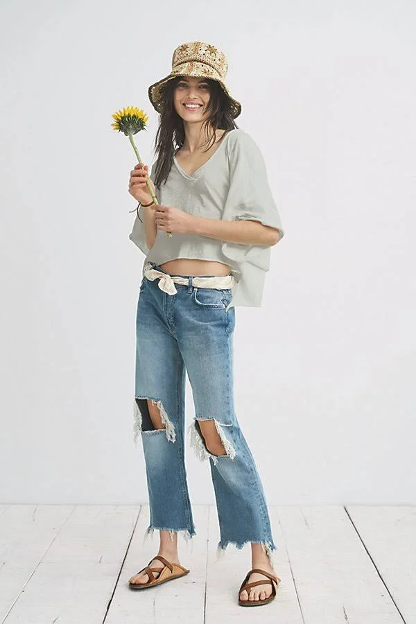 Maggie Mid-Rise Straight-leg Jeans by We The Free at Free People in Blue, Size: 25 L