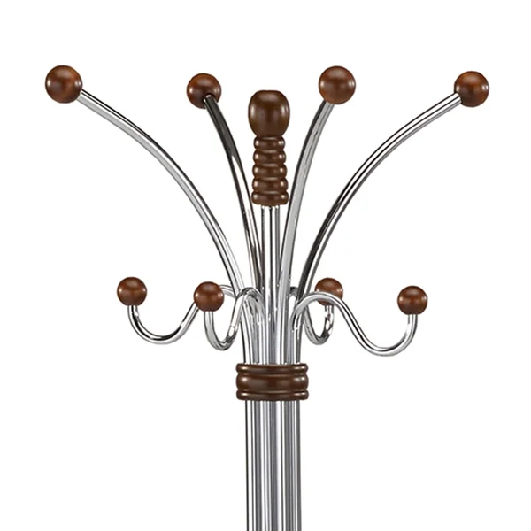 Metal/Wood Coat Rack, Walnut