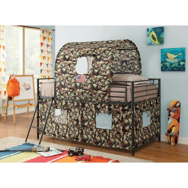 Woburn Army Green and Camouflage Tent Loft Bed - Twin
