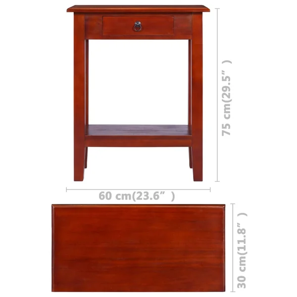 vidaXL Console Table Classical Brown 23.6x22x11.8x22x29.5x22 Solid Mahogany Wood