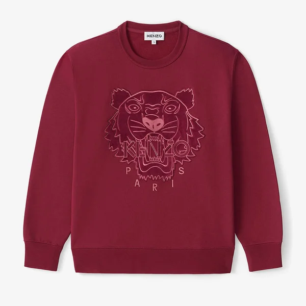 Kenzo Burgundy Velvet Tiger Head Sweatshirt