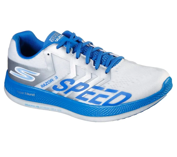 Skechers Men's GOrun Razor 3 Hyper Running Shoes, White/Blue, 8.5