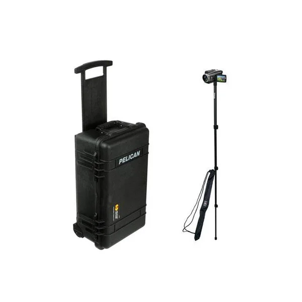Pelican 1510 Case, Watertight Hard Case with Yellow and Black Padded Dividers and Wheels, Black, - with Ape Case 52in Lightweigh