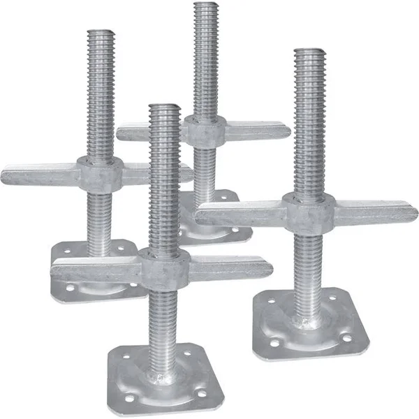 Metaltech Adjustable Leveling Jacks - 4-Pack, for Baker-Style Scaffolding, Model I-IBSJP12H4