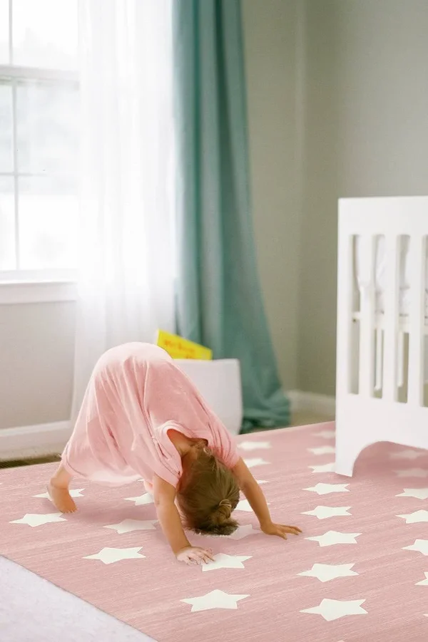 3&x5&, Machine Washable Area Rug, Kid & Pet Friendly, Indoor Rug, Polka Star Pink Rug, Ruggable