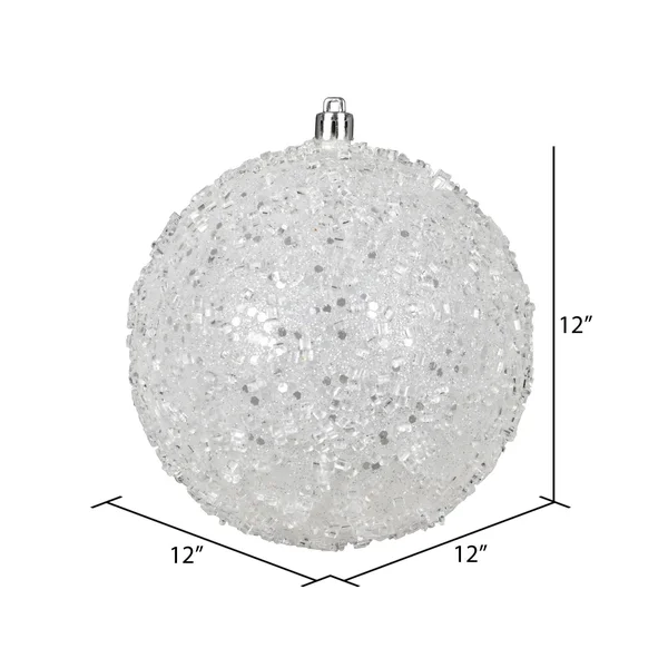 Vickerman 12x22 White Glitter Hail Ball Ornament