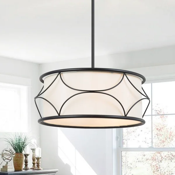 LNC Trend 3-Light Matte Black and White Modern/Contemporary Chandelier - BFMBBQLWS3947V7