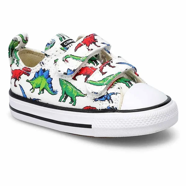 Converse - Kids - White Dino Chuck Taylor All Star 2V Infants Ox Trainers 21 (UK 5) - Boy