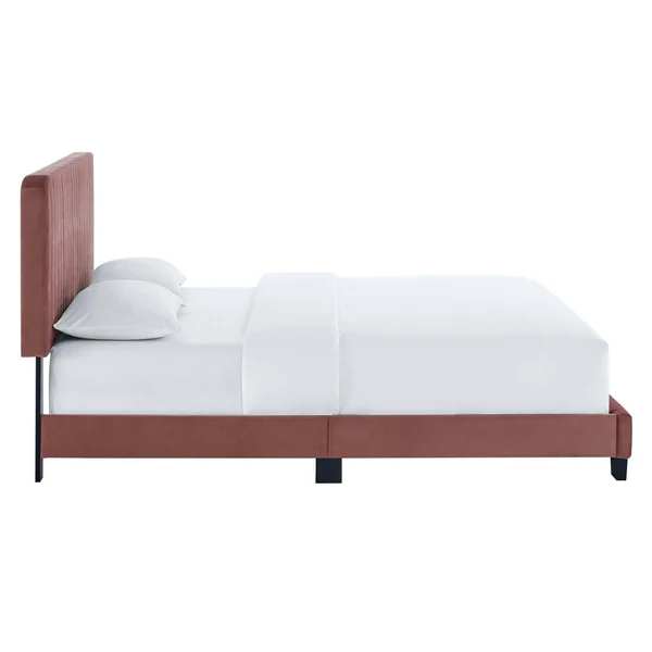 Modway Celine Pink Channel Tufted Performance Velvet Queen Platform Bed
