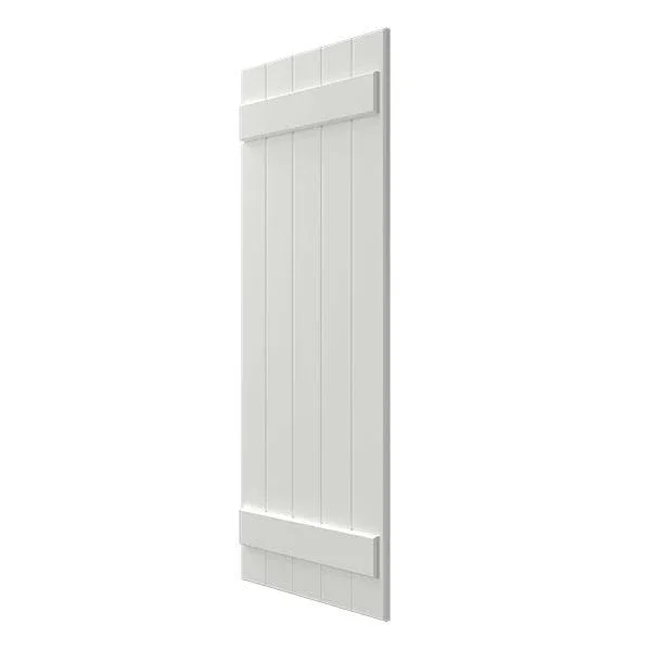Ekena Millwork CWB18X058WHC 18x22W x 58x22H Exterior Five Board (2 Batten) Composite Board-n-Batten Shutters (Per Pair), White