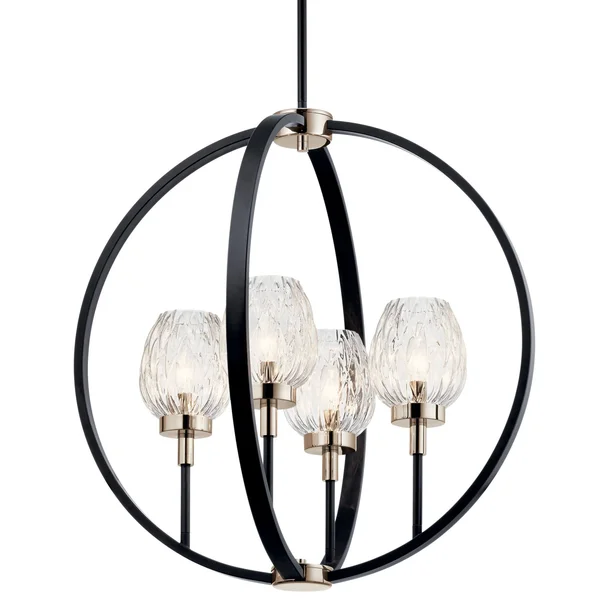 Kichler 44239BK Moyra Black 4 Light Chandelier