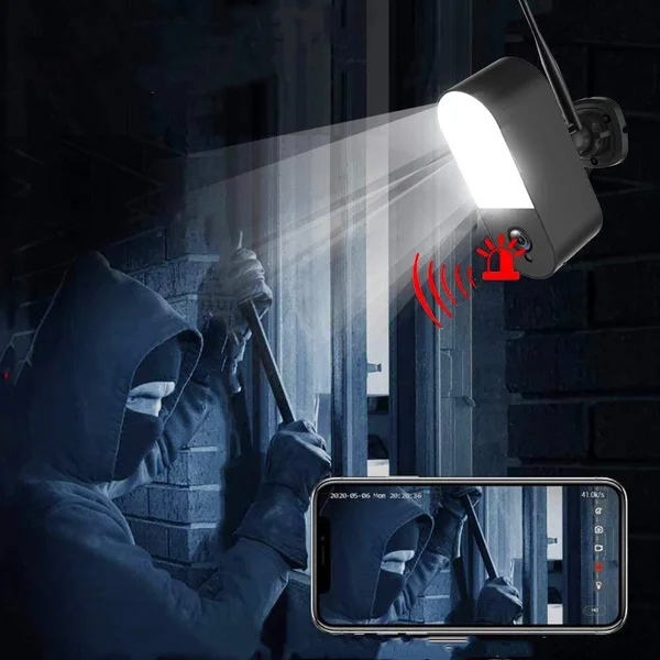 WESECUU [Floodlight u00262Way Audio] Security Camera Outdoor - WiFi Floodlight Cam, 3MP, Color Night Vision, AI Human Detection 110d