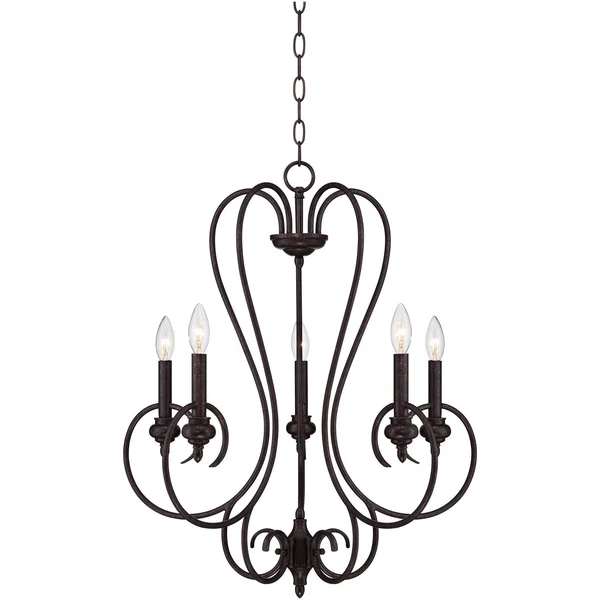 Channing 5-Light 24 1/2x22 Wide Bronze Scroll Chandelier