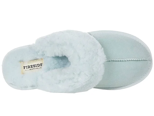 Fireside by Dearfoams Women's Sydney Genuine Shearling SCUFF - Size: 10, Blue