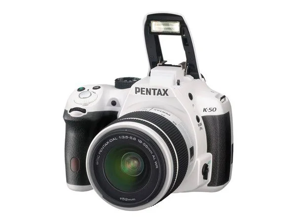 Pentax K-50 16.3 MP Digital SLR Camera - 1080p - White - DA 18-55mm WR and 50-200mm WR Lenses