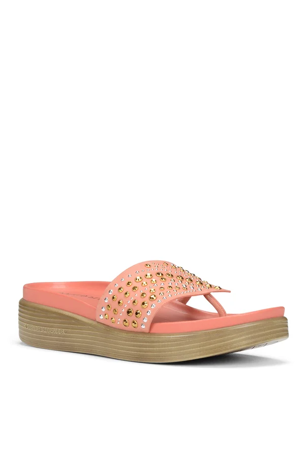 Donald Pliner Suede Wedge Sandal - Salmon, 8