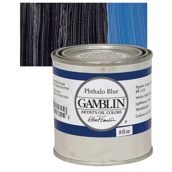 Gamblin Artist&s Oil Color - Phthalo Blue - 8 oz Can