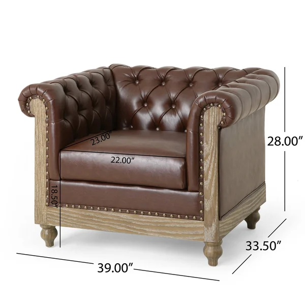 Christopher Knight Home Castalia Club Chair - Dark Brown + Natural