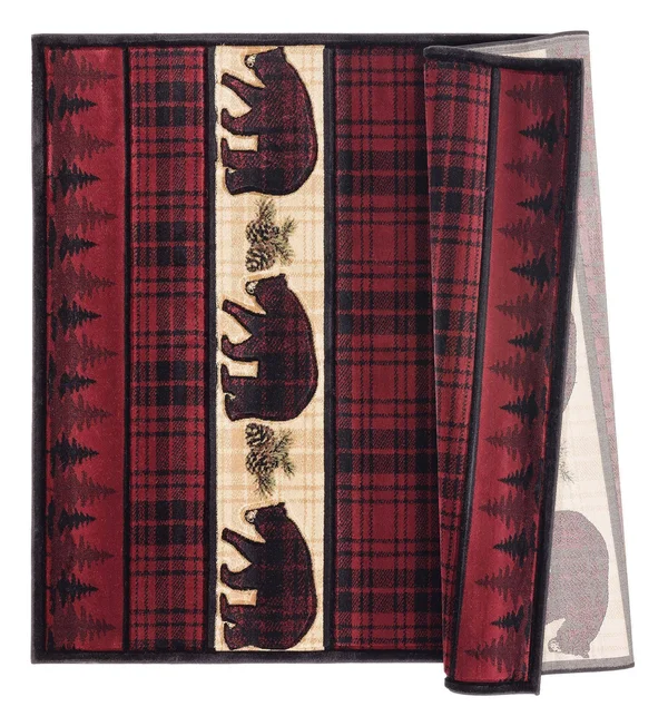 United Weavers Cottage Bear Stone Burgundy Area Rug 7&10x22 x 10&6x22