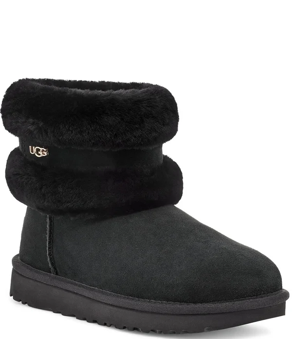 Ugg Women's Fluff Mini Belted Suede 1112483 - 5 - Black