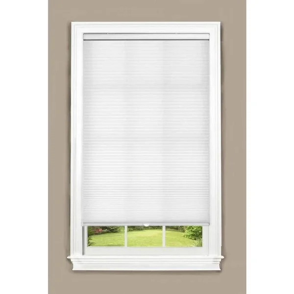 Allen + Roth 27-in x 64-in White Light Filtering Cordless Cellular Shade Polyester, CCLFWHITE270640