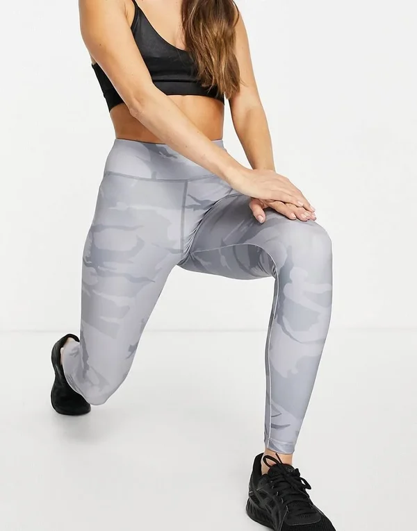ASOS 4505 Leggings in Gray Camo print-Grey