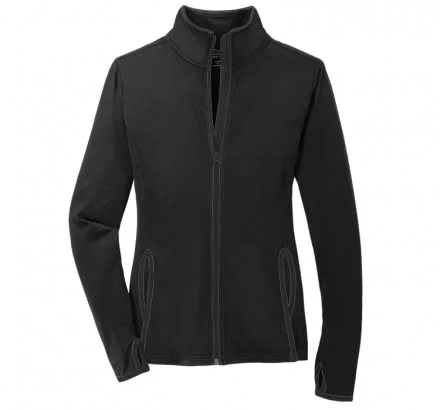 Custom Embroidered Sport - Tek Women's Ladies Sport-Tek Stretch Contrast Full-Zip Jacket - Size: L, Black/Charcoal Grey