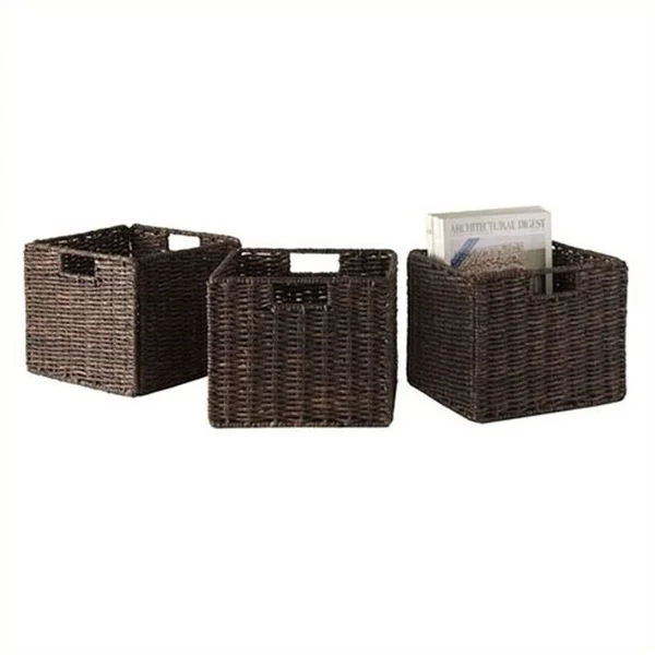Pemberly Row 3-Tier Storage Shelf in Dark Espresso with 6 Baskets