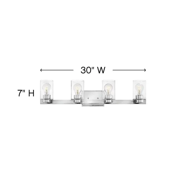 Hinkley Lighting Miley 4 Light Bath - Brushed Nickel/Clear - 5054BN-CL