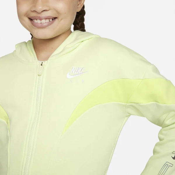 Nike Big Girls& Air Full-Zip Hoodie - Yellow, Size: Large